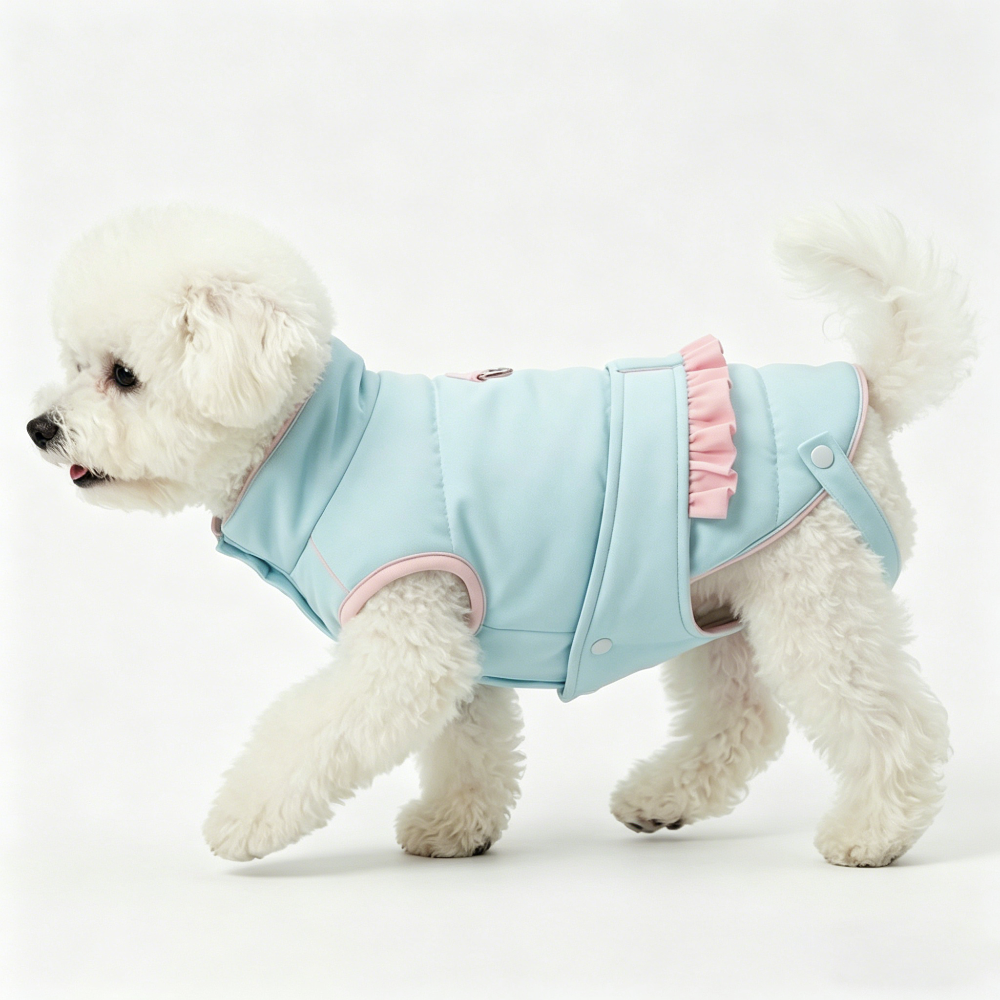 Stylish Two-Tone Ruffle Dog Coat | Winter Fashion Jacket for Small & Medium Dogs, Cute Dog Apparel