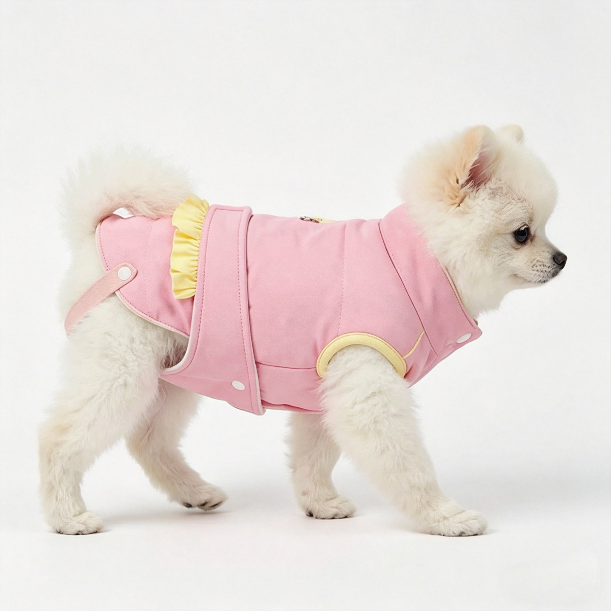 Stylish Two-Tone Ruffle Dog Coat | Winter Fashion Jacket for Small & Medium Dogs, Cute Dog Apparel