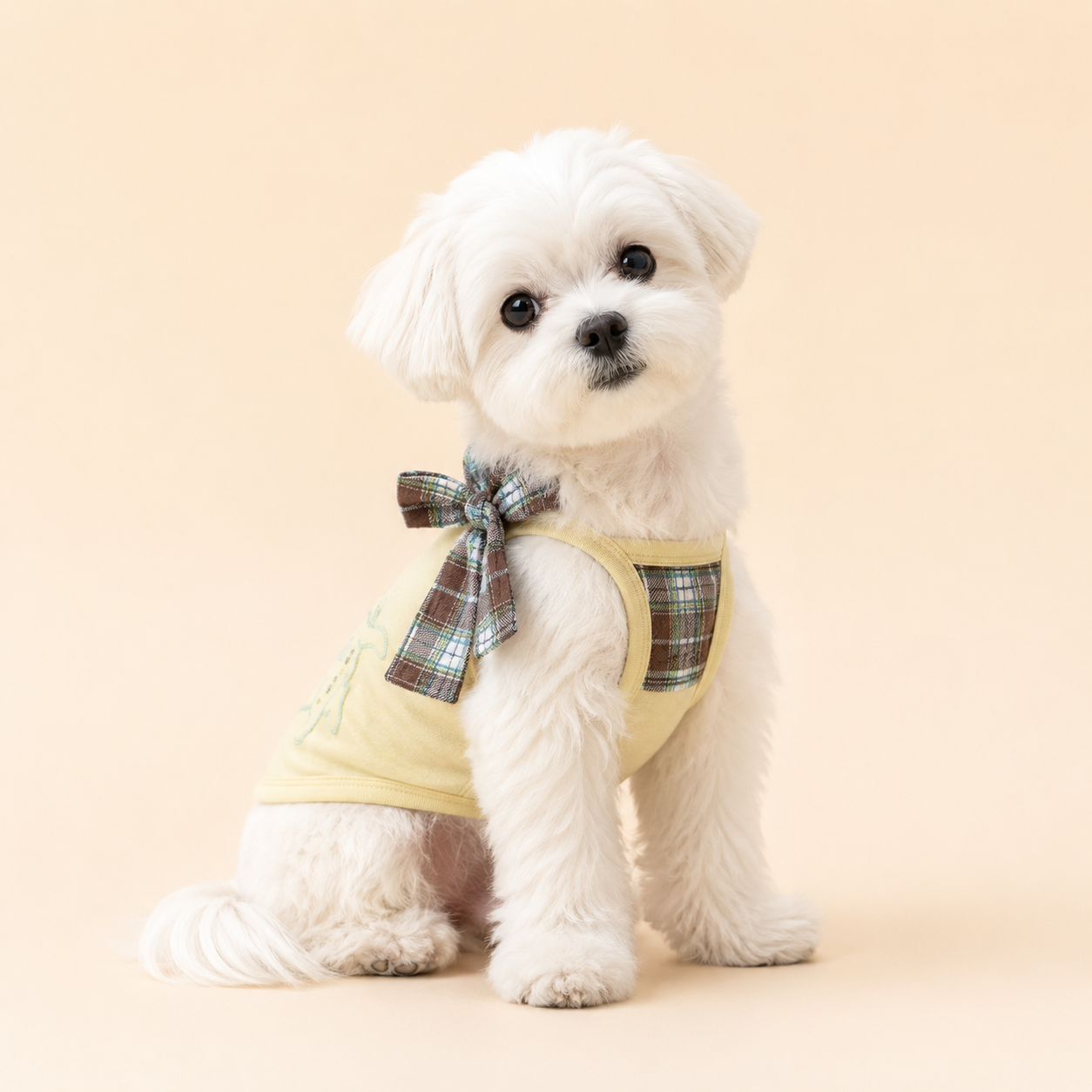 Luxury Plaid Bow Dog Clothes Soft Cotton Puppy Apparel for Small Breed Dogs and Cats