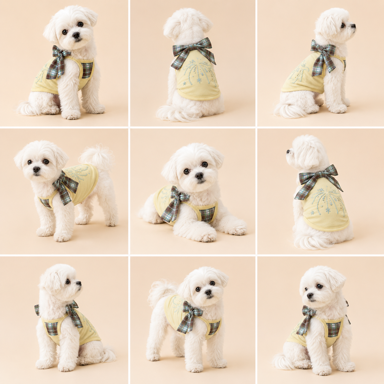 Luxury Plaid Bow Dog Clothes Soft Cotton Puppy Apparel for Small Breed Dogs and Cats
